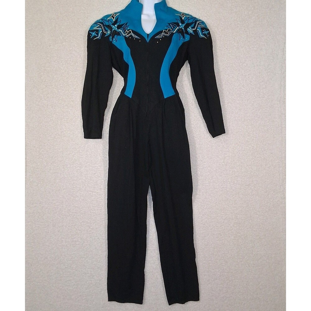 Vintage Embellished Jumpsuit Women Sz S/XS 80s 90s Retro Bling Rockstar Showtime